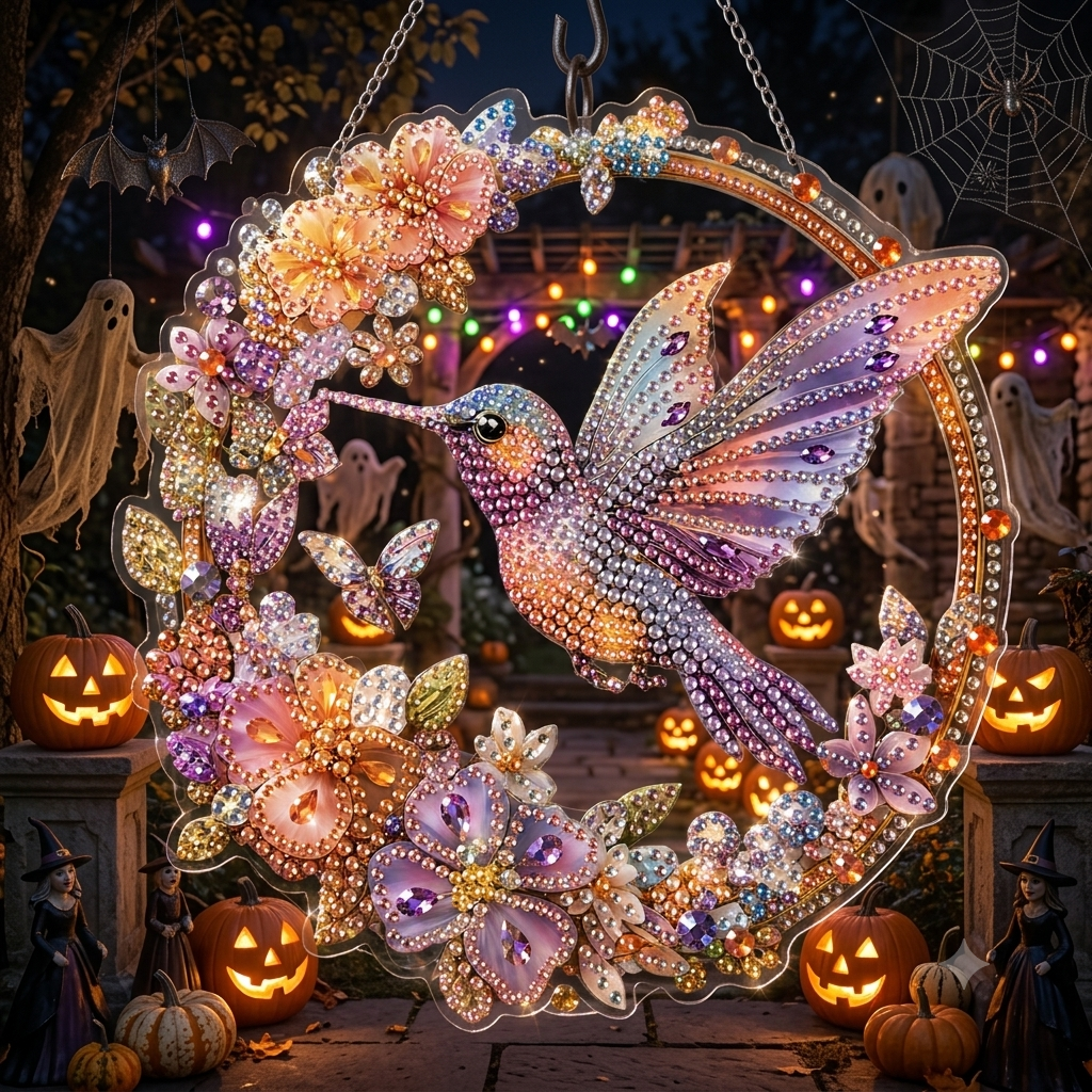 🔥Last Day 50% OFF-🎃Halloween Black Cat Moon Diamond Art Hanging Ornament Kit-JKL