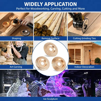 🪵 Heavy-Duty Wood Carving Disc | 3-Style Shaping Wheel | Fits 4" Angle Grinder | Alloy Steel DIY Woodworking Tool ⚙️✨-&F