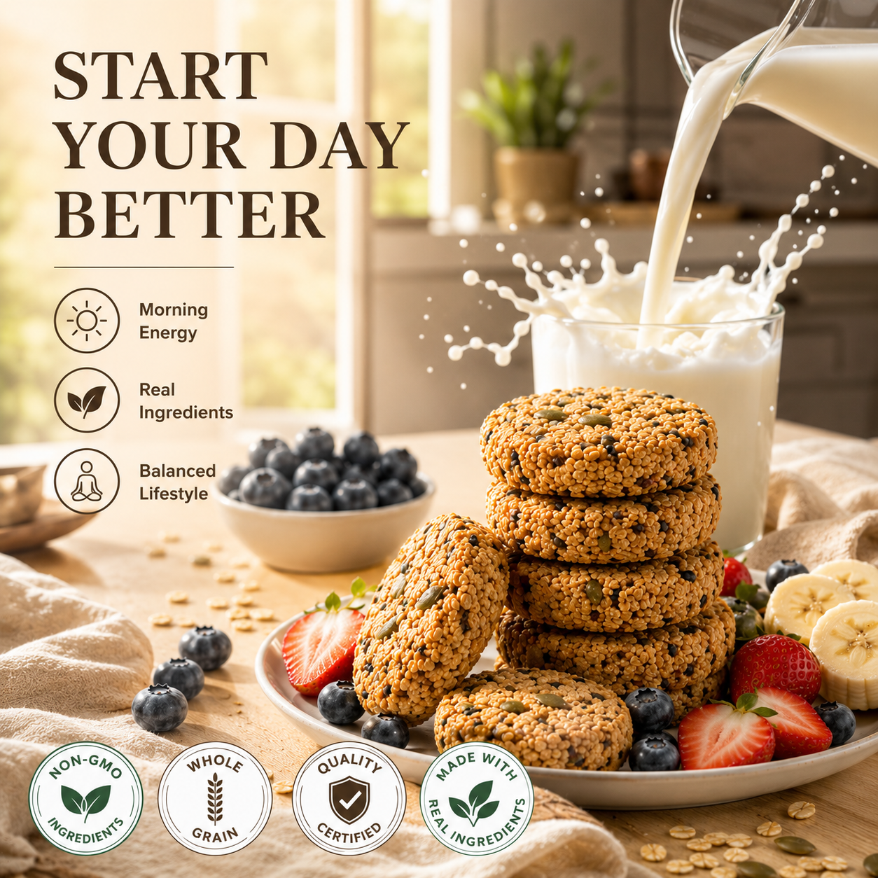 🌾🥣 Real Ingredients Pumpkin Seed Oat Biscuits – ☀️A Better Choice Every Day-&F