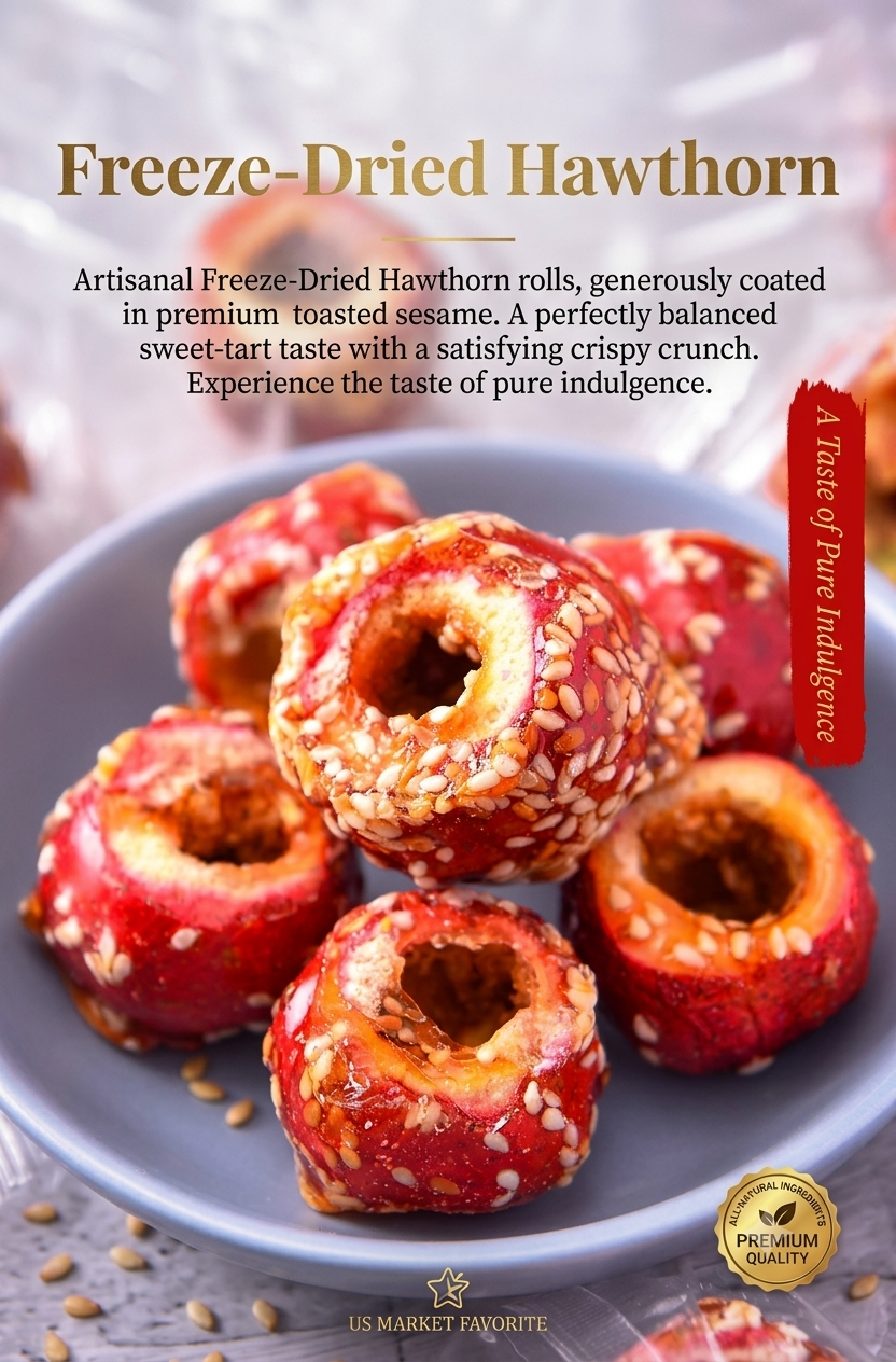 🔥🔥Premium Freeze-Dried Hawthorn | Healthy Sesame-Coated Fruit Snack🍒 -BP