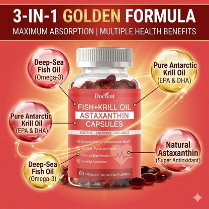 ❤️‍🔥Clinical Grade Krill & Fish Oil Complex + Super Antioxidant Astaxanthin – 👑Scientifically Formulated for Cardiovascular Vitality, Joint Mobility & Cognitive Focus – Non-GMO Pure Formula🛡️-BP